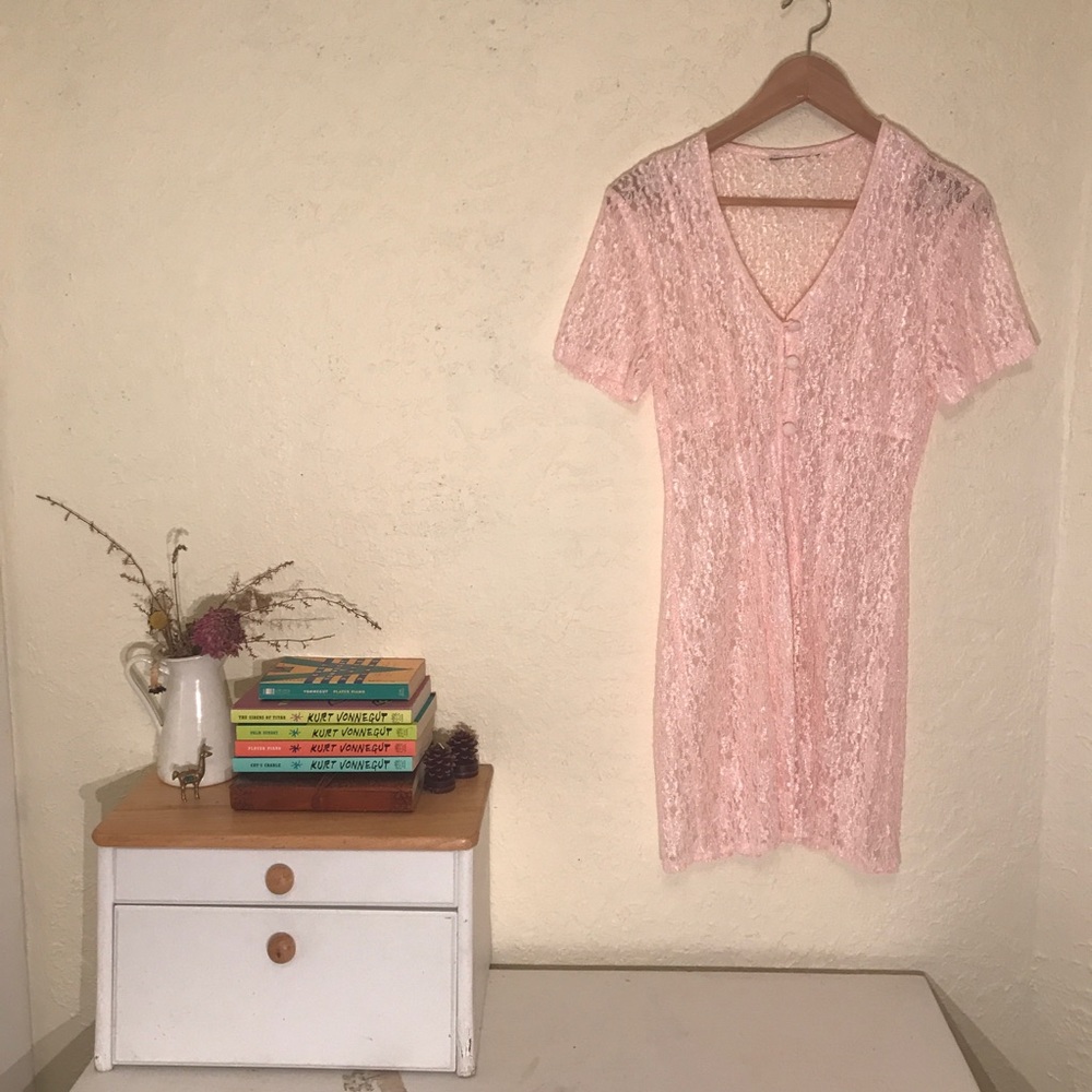 Vintage light pink lace dress